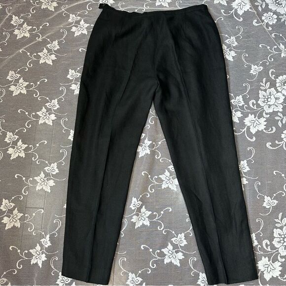 MaxMara Black 100% Linen Trousers with Hem Zip Detail - Picture 7 of 12